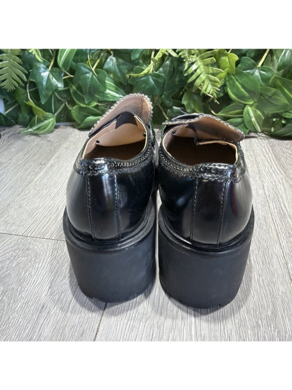 Sam Edelman Meela Tassel Loafers Womens 7.5 M Black Patent Leather Platform - Picture 5 of 10